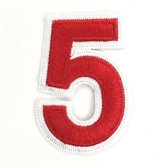 Cijfer Nummer 0 Tot En Met 9 Strijk Emblemen Rood Wit Cijfer 5 / 5.6 cm / 8 cm