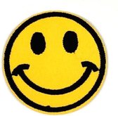 Emoji Smiley Strijk embleem Patch Happy Smile 5.2 cm / 5.2 cm / Geel Zwart