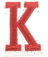 Alfabet Letter Embleem Strijk Patch Rood Wit Letter K / 3.5 cm / 4.5 cm