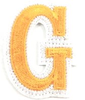 Alfabet Letter Strijk Embleem Patch Oranje Wit Letter G / 3.5 cm / 4.5 cm