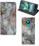 Bookcase Nokia 3.4 Smart Cover Marble Grijs