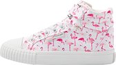 DEE Meisjes sneakers hoog - Wit flamingo - maat 33