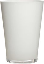 Luxe witte conische stijlvolle vaas/vazen van glas 30 x 22 cm - Bloemen/boeketten vaas voor binnen gebruik