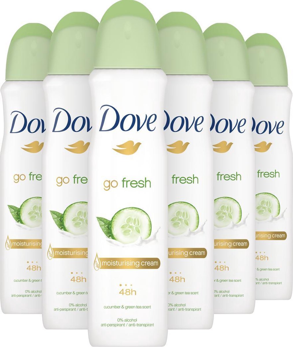 Dove Go Fresh Anti-transpirant Deodorant Spray Cucumber - 6 x 150 ml - Voordeelverpakking - Dove