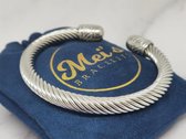 Mei's | Chained Twisted Bangle | dames armband / bangle dames | Stainless Steel / 316L Roestvrij Staal / Chirurgisch Staal | zilver / polsmaat 15,5  -17,5 cm