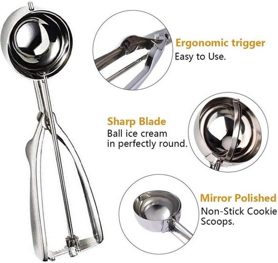 HENDI IJsschep, warmtegeleidend handvat, voor makkelijker scheppen van bolletjes ijs, extra lang handvat, ijslepel, ijsdipper, portioneerlepel, 1/20, ø56x170mm, aluminium