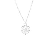 Jewelryz | Ketting Rozet Hart | 925 zilver | Halsketting Dames Sterling Zilver | 50 cm