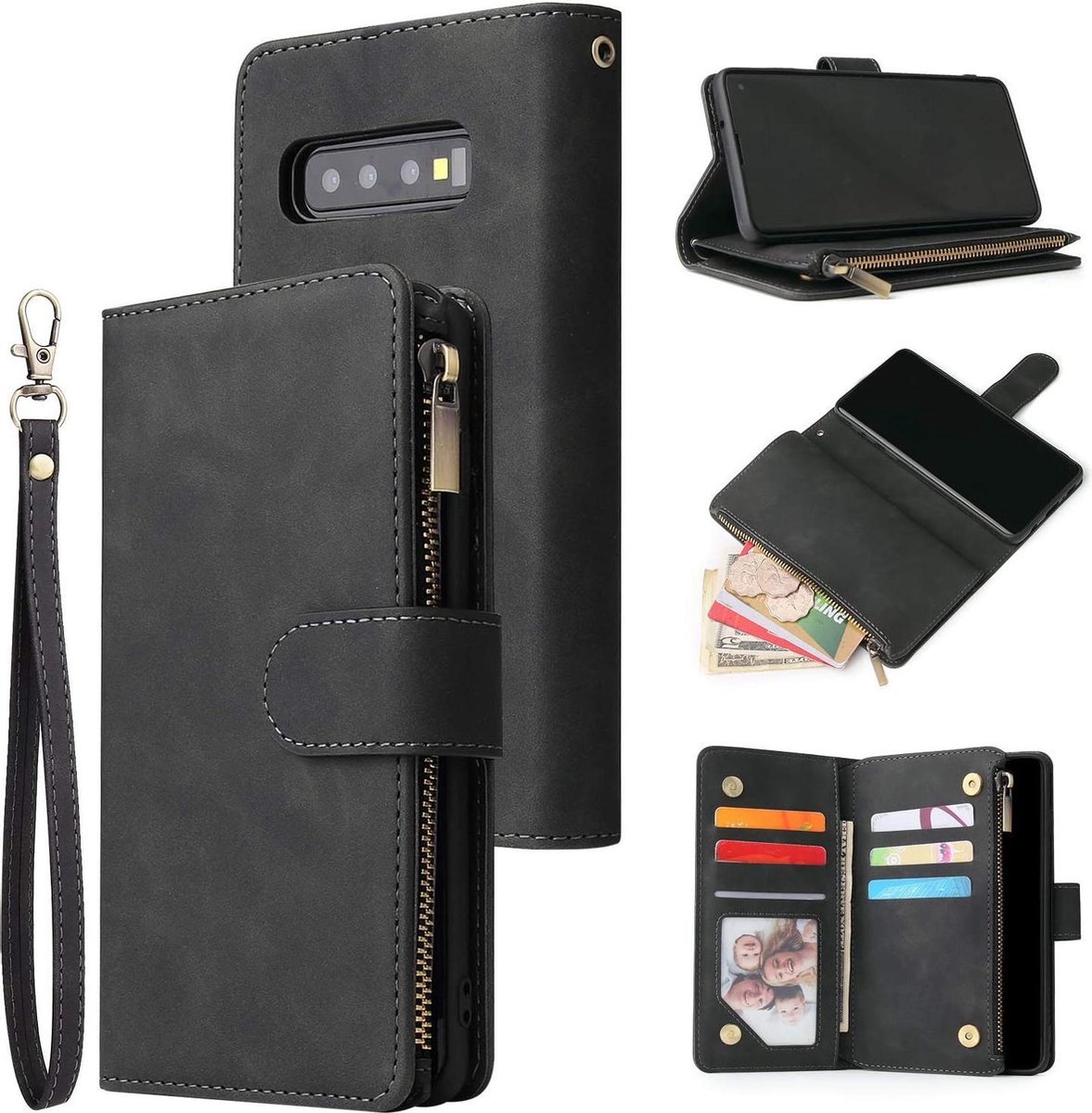 Geschikt voor Samsung Galaxy S10 Bookcase - Zwart - Portemonnee hoesje
