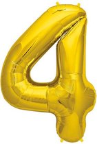 Helium ballon - Cijfer ballon - Nummer 4 - 4 jaar - Verjaardag - Goud - Gouden ballon -