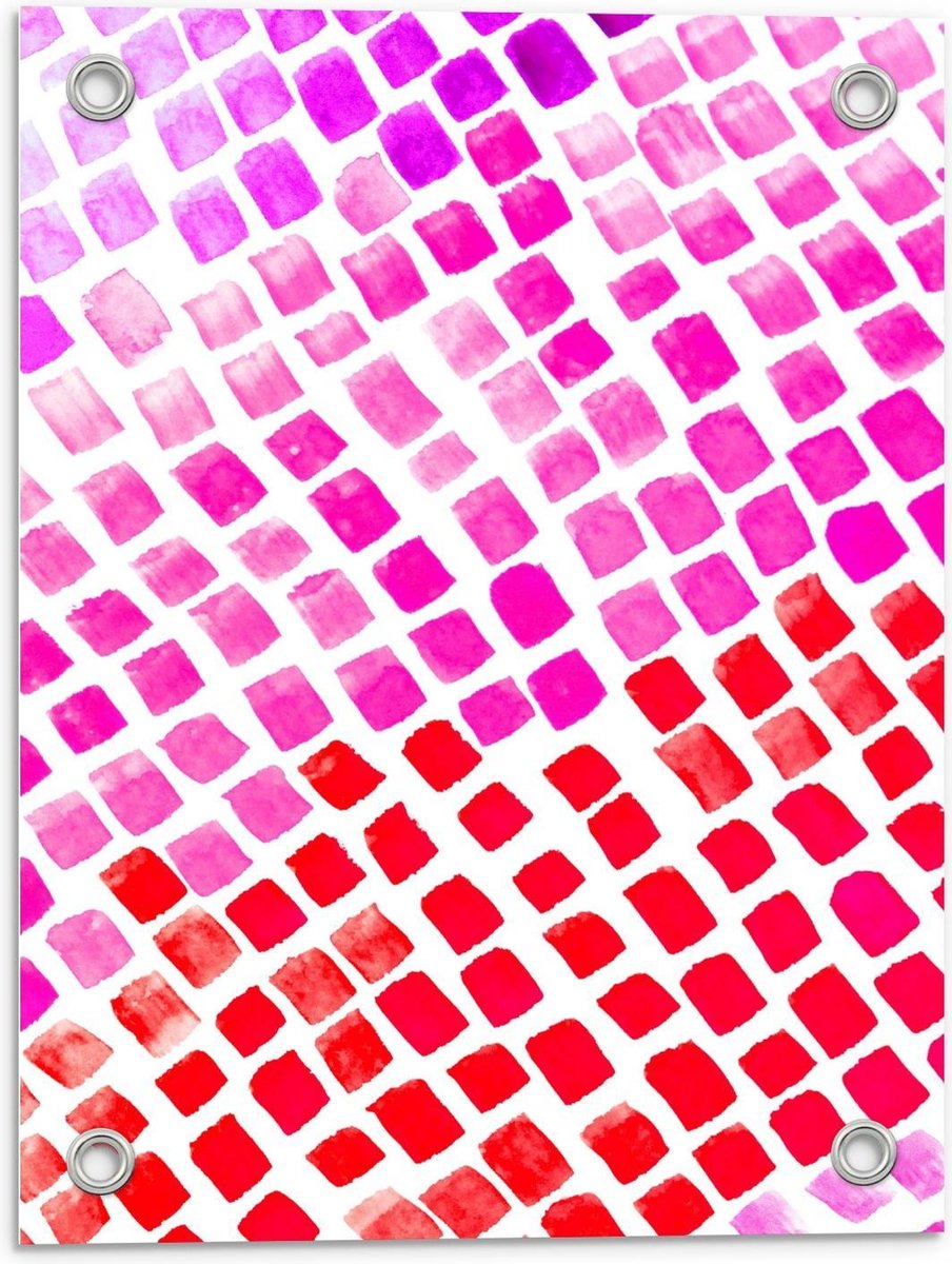 Tuinposter – Rood/Roze Mozaïek Tegeltjes - 30x40cm Foto op Tuinposter (wanddecoratie voor