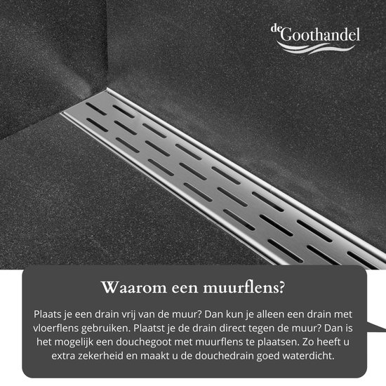 RVS Douchedrain Wanduitvoering 90 cm met Muurflens Douchegoot