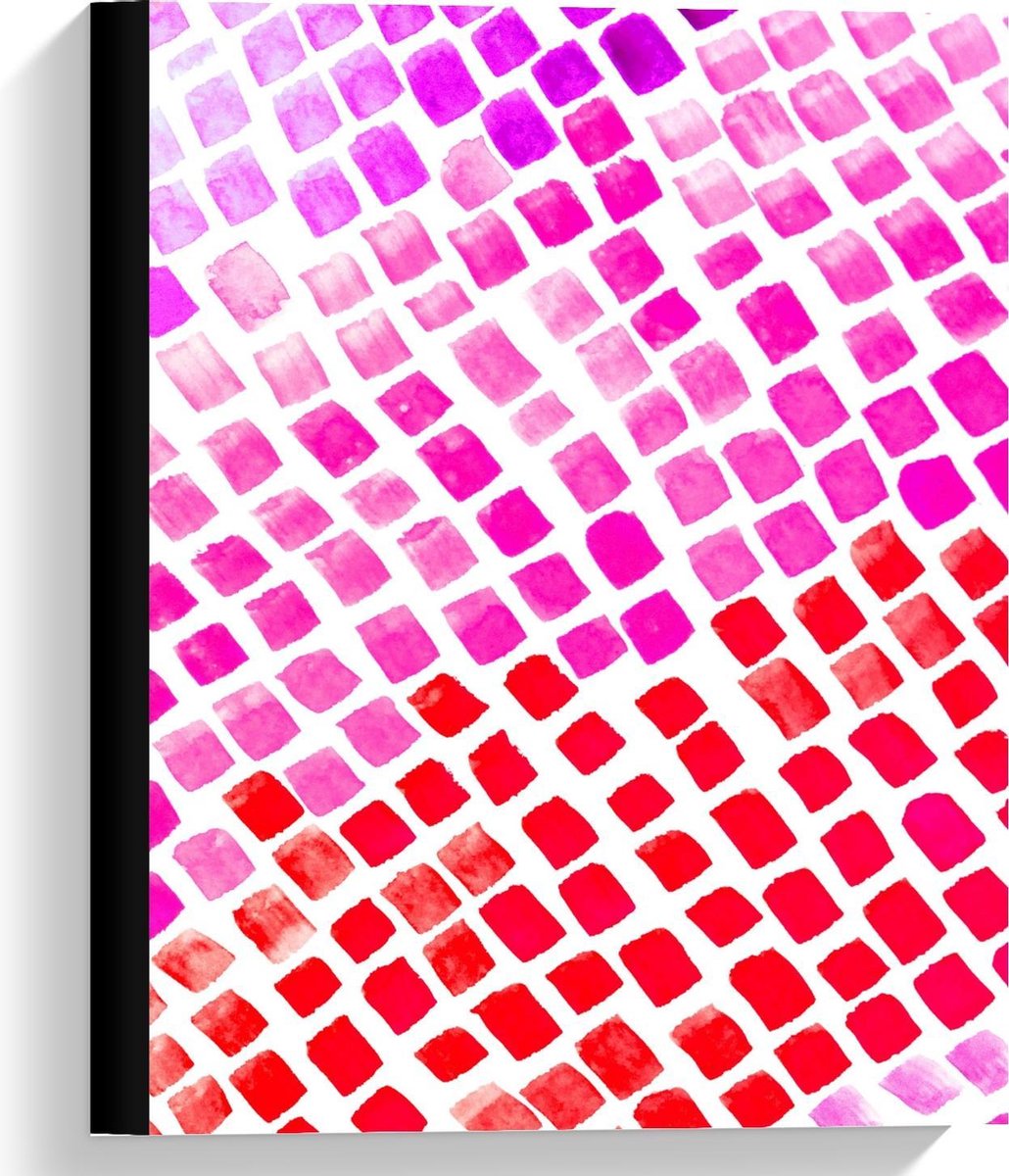 Canvas - Rood/Roze Mozaïek Tegeltjes - 30x40cm Foto op Canvas Schilderij (Wanddecoratie op