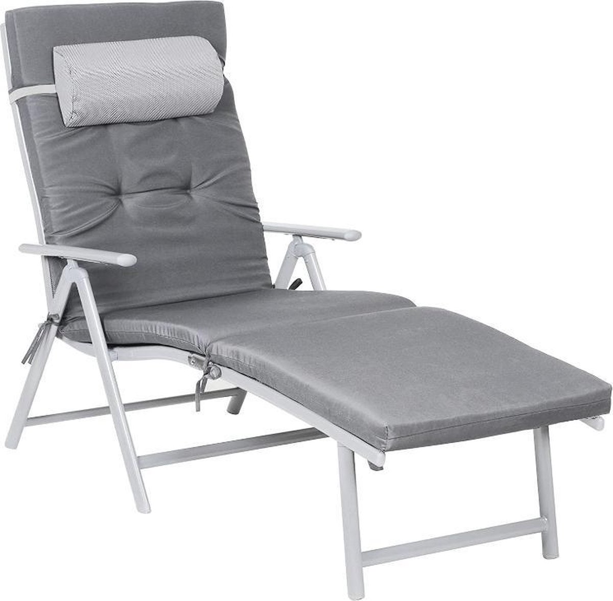 MIRA home - Ligstoel - Inklapbare ligstoel - Tuin - Roestvrij aluminium - Lichtgrijs - 183x60x39