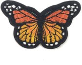 Vlinder Strijk Embleem Patch Oranje Zwart 8 cm / 5 cm / Oranje Zwart