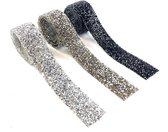 10 cm Crystal Rhinestone Strass Hot Fix Strijk Tape (prijs per 10 cm) L 10 x B 3.1 cm Zilver