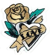 Love Tattoo Strijk Embleem Patch Beige 7 x 6 cm