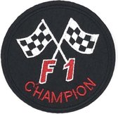 Formule 1 F1 Startsein Vlag Strijk Embleem Patch 8 cm / 8 cm / Zwart Wit Rood