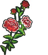 Geborduurde Rode En Roze Pioenrozen Op Tak XXL Strijk Patch 39 x 19 cm