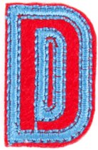 Alfabet Letter Strijk Embleem Patches Rood Blauw 3 x 2 cm / Letter D
