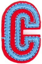 Alfabet Letter Strijk Embleem Patches Rood Blauw 3 x 2 cm / Letter C