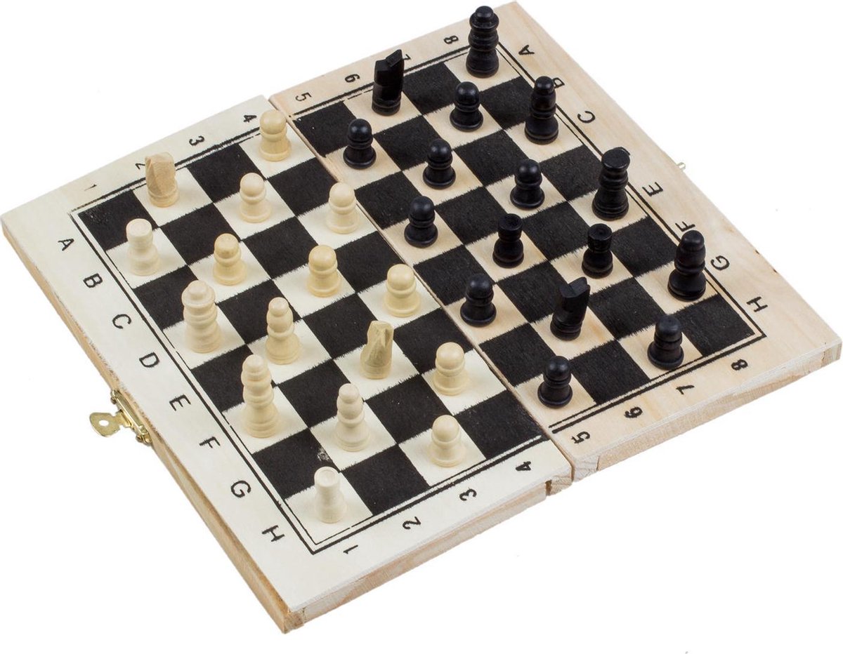 kleinhandel Lui Voorzitter Mini houtschaak spel - schaakbord opvouwbaar schaak bord | Games | bol.com