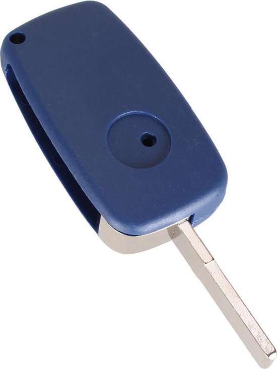 Autosleutel 3 knoppen Blauw SIP22ERS8 geschikt voor Fiat sleutel / 500 / Panda / Idee /  Punto / Ducato / Stilo / Doblo / Bravo / fiat sleutel + gevlochten bruin PU-lederen sleutelhanger. - Merkloos