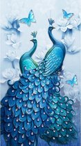 Diamond Painting Volwassenen - Blauwe pauw - fotoformaat 50x70cm - Volledige dekking - Ronde steentjes - Blue peacock - Dieren