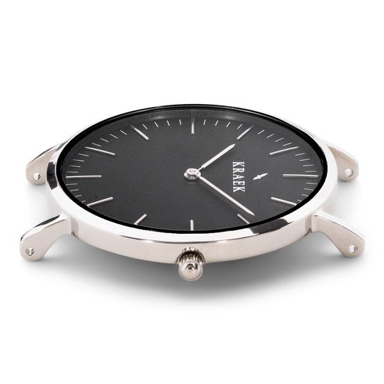 KRAEK Ivy Zilver Zwart 36 mm | Dames Horloge | Zilver mesh horlogebandje | Rond | Minimaal Design