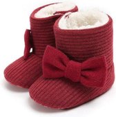 Babyslofjes - Baby Slofjes - Rood - Met Strikje - Maat 21 - 12-15 maanden