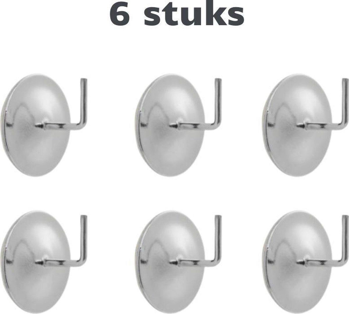 6x Ophanghaakjes zelfklevend chrome - Plakhaakjes voor keuken en badkamer - Plakhaak handdoeken - Plakhaken gang - Ophanghaken muur