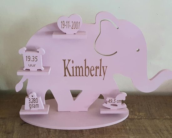 Geboorte bord - olifant - gepersonaliseerd - roze - meisje - baby`s - baby  | bol.com