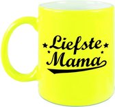 Liefste mama mok / beker neon geel voor Moederdag/ verjaardag 330 ml