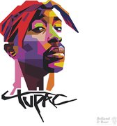 Muursticker 2Pac - Tupac Shakur - Wall paper - Behang sticker - Street art - Graffiti - Poster woonkamer - Hiphop - Artiest - Legend - Topcadeau - Herbruikbaar - kleur