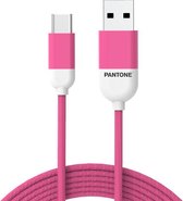 Pantone Type-C to USB A Nylon kabel/ 1.5 meter - Hot Pink roze