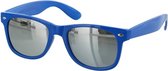 Heren Zonnebril Blauw - Blauwe Zonnebril - Zilveren Spiegelglazen - UV400
