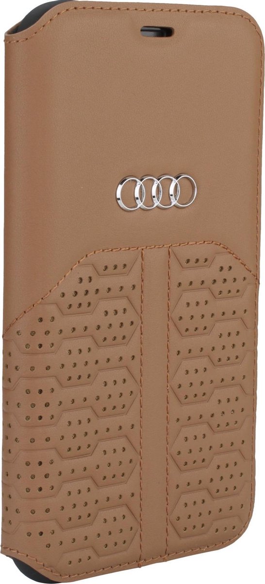 Audi hoesje - Bruin - iPhone 12 Mini - Book Case - A6 Serie - Genuine Leather