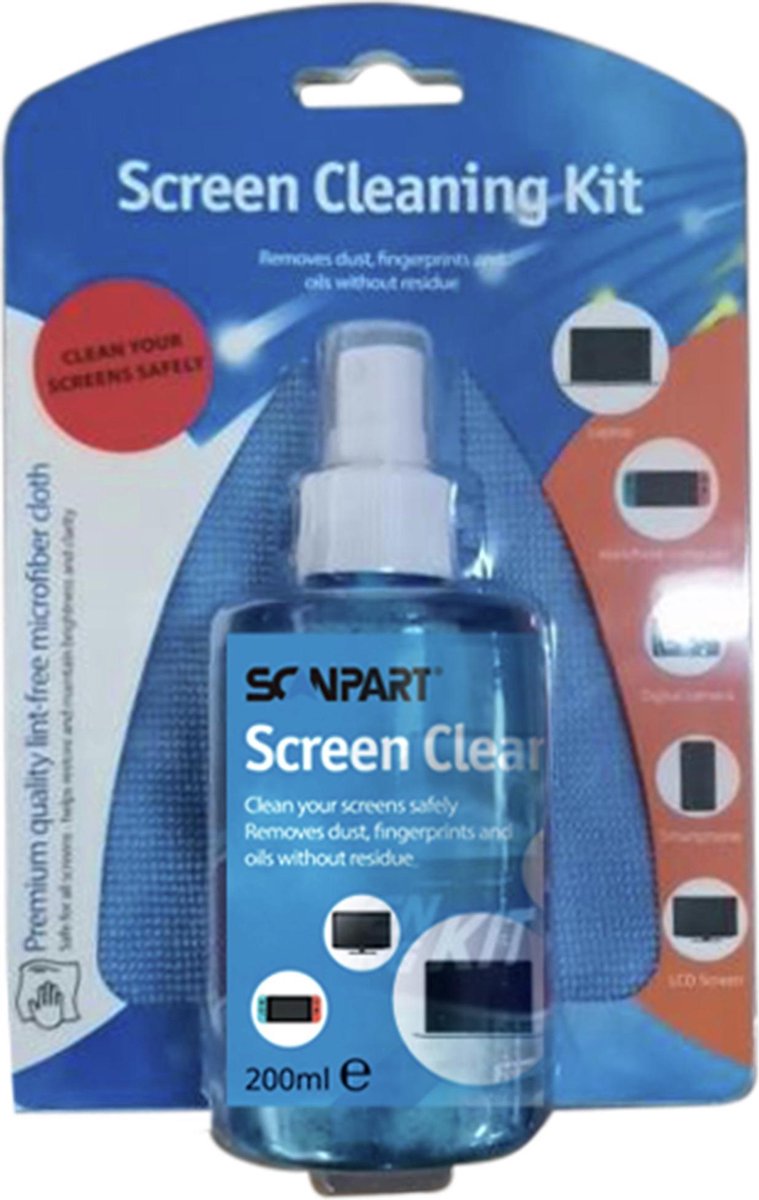 Scanpart beeldscherm reiniger met glasdoek Geschikt voor telefoon TV