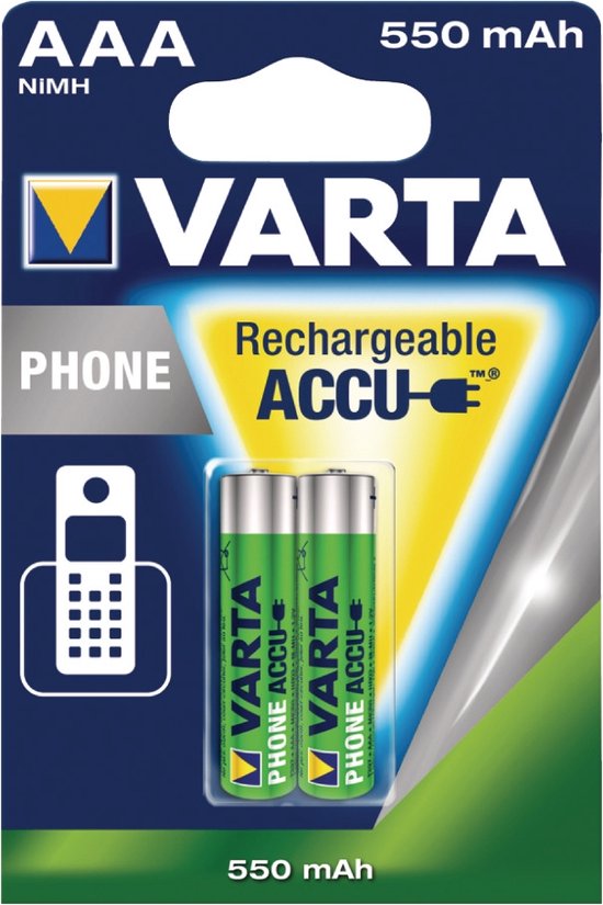 Varta oplaadbare batterijen/batterijen 2 x AAA, 550 mAh | bol.com