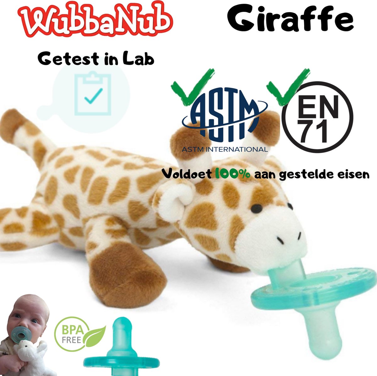 Wubbanub Giraffe Speenknuffel - De knuffel speen is BPA vrij en  Eco-vriendelijk - ASTM... | bol.com