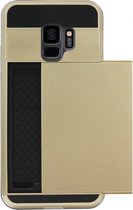 ADEL Kunststof Back Cover Hardcase Hoesje Geschikt voor Samsung Galaxy S9 Plus - Pasjeshouder Goud
