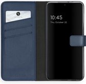 Selencia Hoesje Geschikt voor Samsung Galaxy S21 Plus Hoesje Met Pasjeshouder - Selencia Echt Lederen Bookcase - Blauw