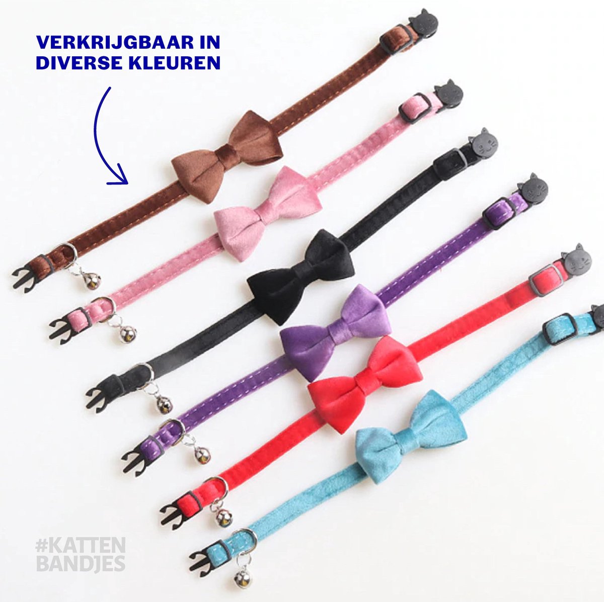 Kattenhalsband strik suede blauw