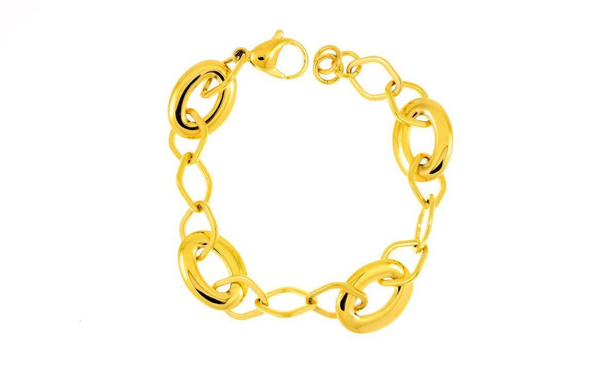 Edelstaal RVS armband verguld met geel goud model SYBIL van nd creation