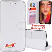 EmpX.nl Galaxy S6 Wit Boekhoesje | Portemonnee Book Case voor Samsung Galaxy S6 Wit | Flip Cover Hoesje | Met Multi Stand Functie | Kaarthouder Card Case Galaxy S6 Wit | Beschermhoes Sleeve |