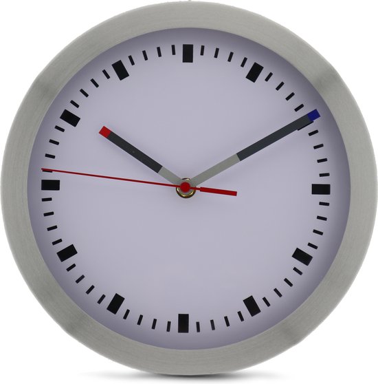 Verdwijnen genoeg poll RVS Wandklok – Klok – 25cm – Quartz uurwerk – Magazijn - kantoor | bol.com