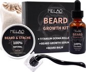 Melao Baardgroei kit| Baardgroei set| Baardolie| Baard Balsem| Baard roller| Serum set