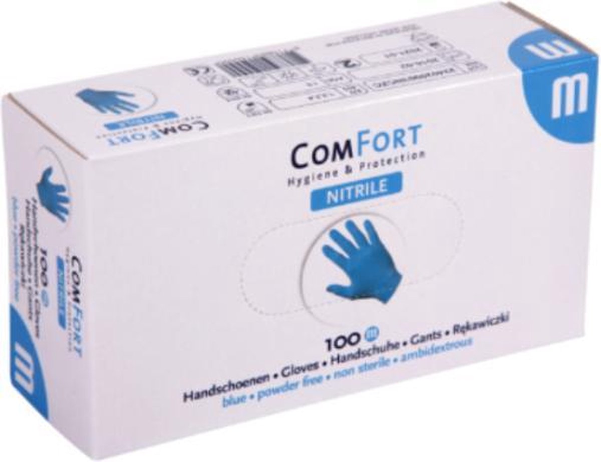 ComFort Handschoen, Nitrile, ongepoederd, M, blauw = 10 x 100 st