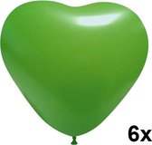 Hartjes ballonnen groen, 6 stuks, 25cm
