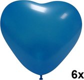 Hartjes ballonnen blauw, 6 stuks, 25cm