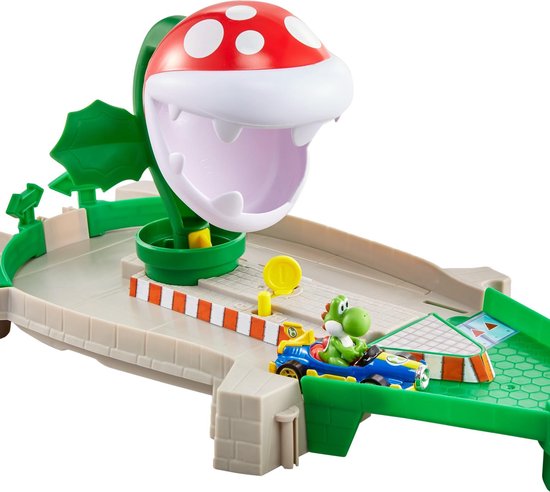 Hot Wheels Mario Kart Nemesis Track Set Piranha - Racebaan Inclusief één Luigi-Kart - Hot Wheels